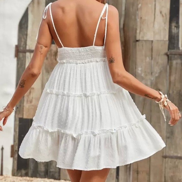 SHEIN White Ruffled Smocked Mini Sundress - Picture 2 of 3